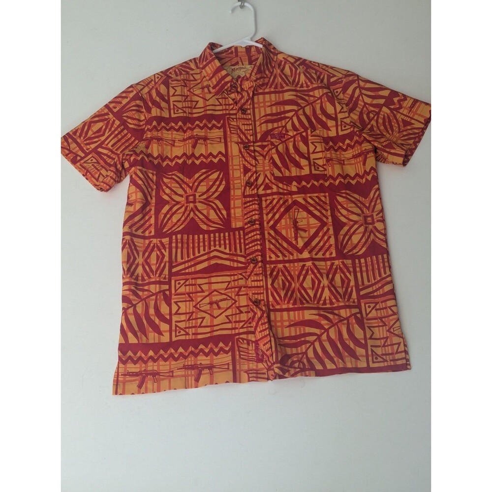 Retro Rifle M‎ Button-up Shirt Firearm Gun Second Ammendment Hawaiian Orange
